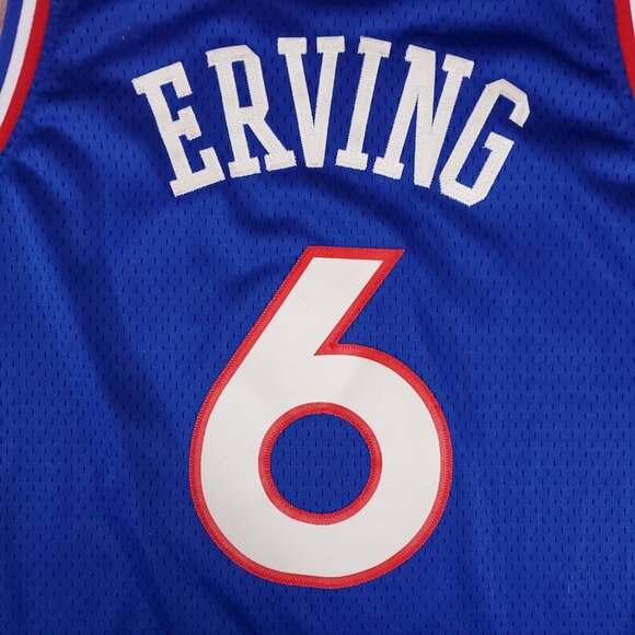 *FLAWS* Adidas Mens XL Julius Erving #6 76ers NBA Hardwood Classics Jersey - Picture 11 of 16